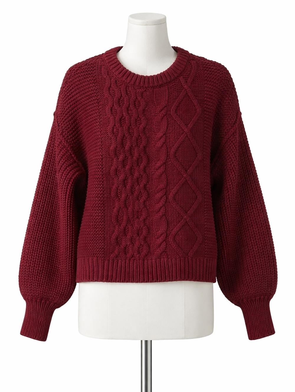 Free People Burgundy Cable Knit Sweater